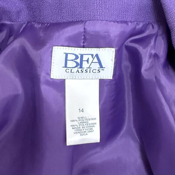 Vintage BFA Classics Blazer Womens 14P Purple Casual Career Button Front Jacket - Picture 5 of 8